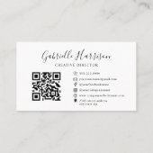 Modern Elegant Script Monogram Initialen QR-code Visitekaartje (Achterkant)