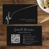 Modern Elegant Script Monogram Initialen QR-code Visitekaartje
