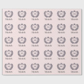 Modern elegant script Monogram Naam Custom Pink Cadeaupapier (Vlak)