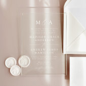 Modern Elegant Script Monogram Trouwen Acryl Uitnodigingen