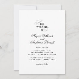 Modern Elegant Script Monogram Wedding Kaart