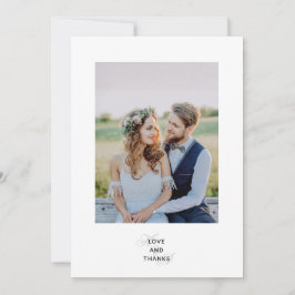 Modern Elegant Script Monogram Wedding Photo Bedankkaart