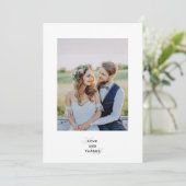 Modern Elegant Script Monogram Wedding Photo Bedankkaart (Staand voorkant)
