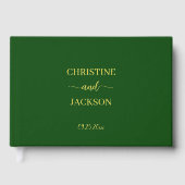 Modern Elegant Script Moss Green Wedding Gold Gastenboek (Voorkant)