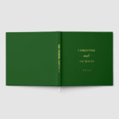 Modern Elegant Script Moss Green Wedding Gold Gastenboek (Volledig)