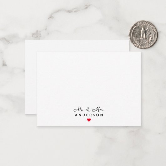 Modern Elegant Script Mr. & Mrs. Wedding Minimalis Notitiekaartje (Voorkant / Achterkant in situ)