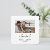 modern elegant script multi foto afstuderen feestdagenkaart (Staand voorkant)