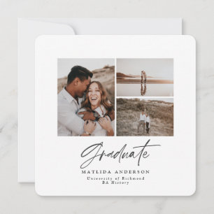 modern elegant script multi foto afstuderen feestdagenkaart