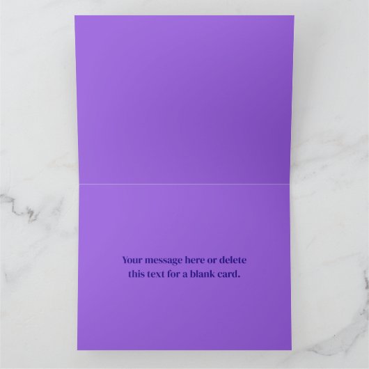 Modern Elegant Script Naam & Monogram Ombre Paarse Kaart (Binnen)