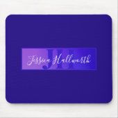 Modern Elegant Script Naam & Monogram Ombre Paarse Muismat (Voorkant)