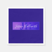 Modern Elegant Script Naam & Monogram Ombre Paarse Servet (Voorkant)