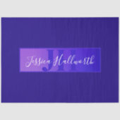 Modern Elegant Script Naam & Monogram Ombre Paarse Tissuepapier (Voorkant)