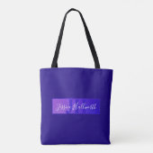 Modern Elegant Script Naam & Monogram Ombre Paarse Tote Bag (Achterkant)