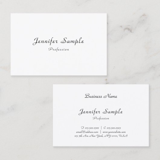 Modern Elegant Script Naam Professionele Sjabloon Visitekaartje (Voorkant / Achterkant)