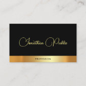 Modern Elegant Script Naam Zwart Goud Sjabloon Visitekaartje (Voorkant)