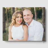 Modern Elegant Script Navy Photo Wedding Gastenboek (Achterkant)