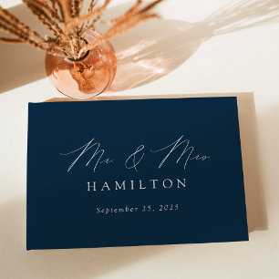 Modern Elegant Script Navy Photo Wedding Gastenboek
