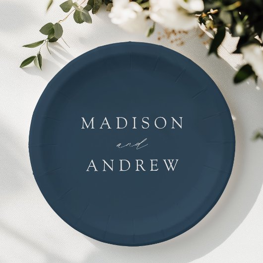 Modern Elegant Script Navy Wedding Papieren Bordje