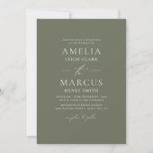 Modern Elegant Script Olive Wedding Kaart (Voorkant)