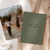Modern Elegant Script Olive Wedding Kaart