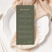 Modern Elegant Script Olive Wedding Menu
