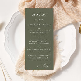 Modern Elegant Script Olive Wedding Menu