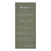 Modern Elegant Script Olive Wedding Menu (Voorkant)