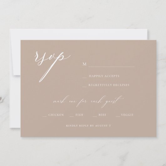 Modern Elegant Script Olive Wedding RSVP Kaart (Voorkant)