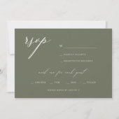 Modern Elegant Script Olive Wedding RSVP Kaart (Voorkant)