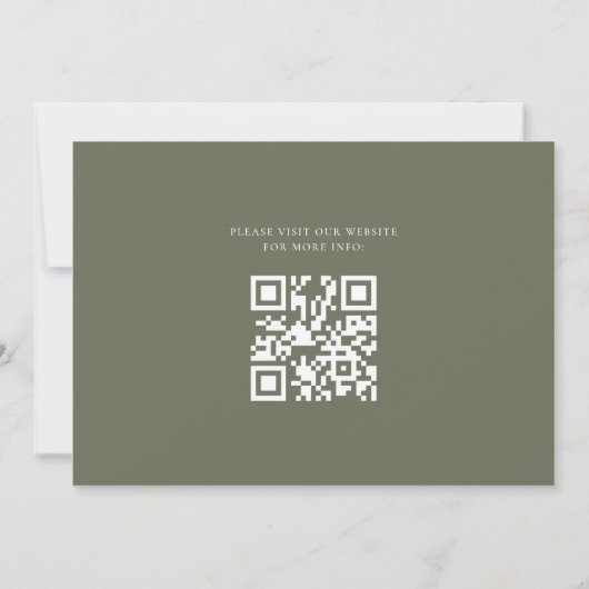 Modern Elegant Script Olive Wedding RSVP Kaart (Achterkant)