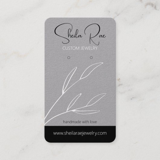 Modern Elegant Script Oorbel Display Kaart Houder Visitekaartje (Voorkant)