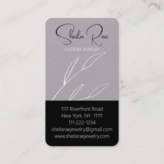 Modern Elegant Script Oorbel Display Kaart Houder Visitekaartje (Achterkant)