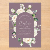 Modern elegant script ouderdom lavendeldoop acryl uitnodigingen (Voorkant)