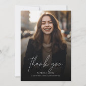 Modern Elegant Script Overlay Photo Afstuderen Bedankkaart (Voorkant)