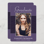 Modern | Elegant Script Paars Violet 1 Foto Afstud Aankondiging (Voorkant / Achterkant)
