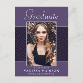 Modern | Elegant Script Paars Violet 1 Foto Afstud Briefkaart