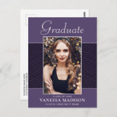 Modern | Elegant Script Paars Violet 1 Foto Afstud Briefkaart (Voorkant / Achterkant)