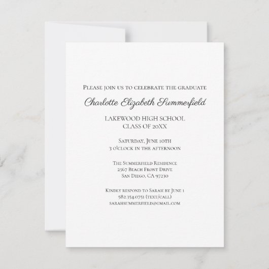 Modern Elegant Script Photo Afstuderen Kaart (Achterkant)