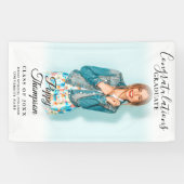 Modern Elegant Script Photo Afstuderen Spandoek (Horizontaal)