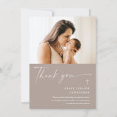 Modern Elegant Script Photo Baptism Bedankkaart (Voorkant)