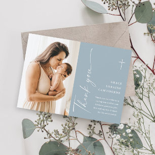 Modern Elegant Script Photo Baptism Bedankkaart