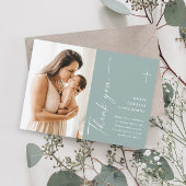 Modern Elegant Script Photo Baptism Bedankkaart