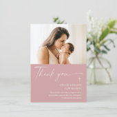 Modern Elegant Script Photo Baptism Bedankkaart (Staand voorkant)