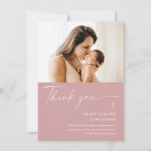 Modern Elegant Script Photo Baptism Bedankkaart (Voorkant)