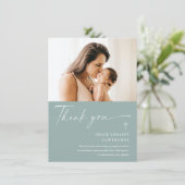 Modern Elegant Script Photo Baptism Bedankkaart (Staand voorkant)