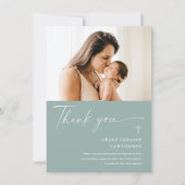 Modern Elegant Script Photo Baptism Bedankkaart (Voorkant)