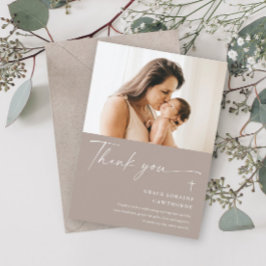 Modern Elegant Script Photo Baptism Dank je kaart
