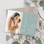 Modern Elegant Script Photo Baptism Dank je kaart