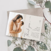 Modern Elegant Script Photo Baptism Dank je kaart