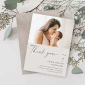Modern Elegant Script Photo Baptism Dank je kaart